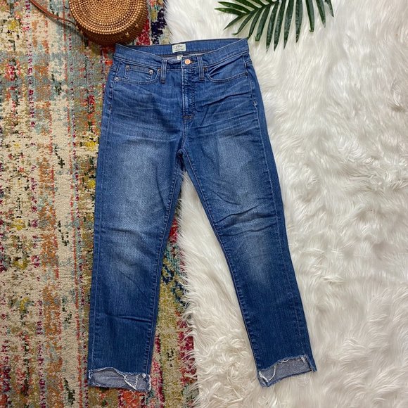 J. Crew High Waisted High Rise Cropped Raw Edge Vintage Crop Jeans Size 28